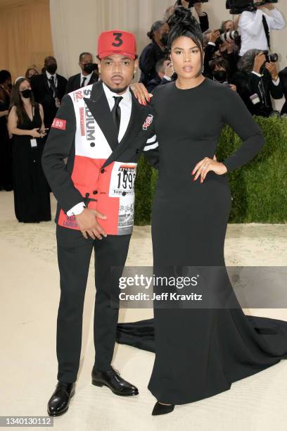 Chance the Rapper caption and Kirsten Corley attend The 2021 Met Gala Celebrating In America: A Lexicon Of Fashion at Metropolitan Museum of Art on...