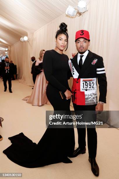 Kirsten Corley and Chance the Rapper attend The 2021 Met Gala Celebrating In America: A Lexicon Of Fashion at Metropolitan Museum of Art on September...