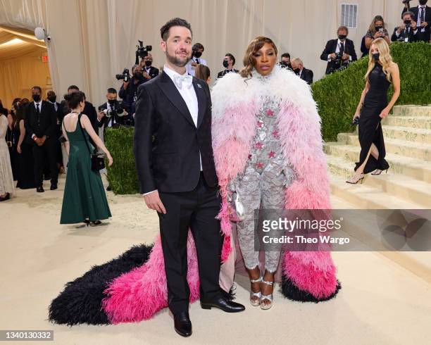 Alexis Ohanian and Serena Williams attend The 2021 Met Gala Celebrating In America: A Lexicon Of Fashion at Metropolitan Museum of Art on September...