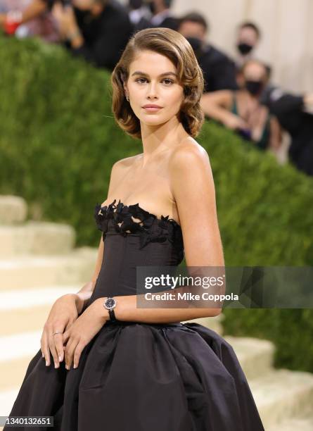 Kaia Gerber attends The 2021 Met Gala Celebrating In America: A Lexicon Of Fashion at Metropolitan Museum of Art on September 13, 2021 in New York...