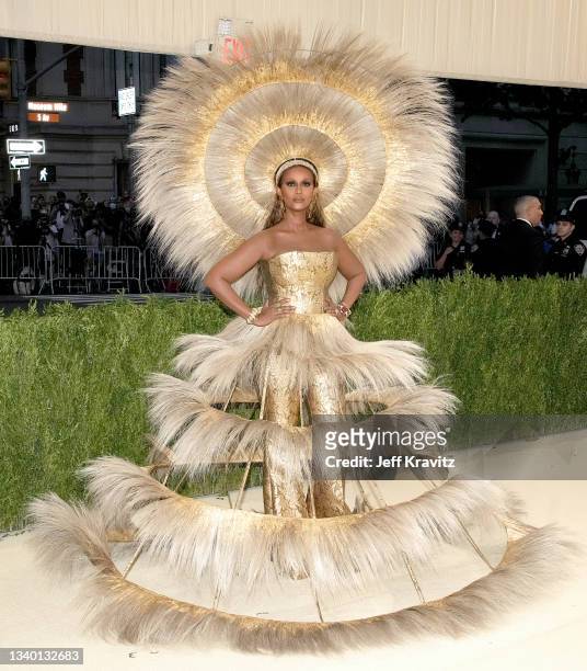 Iman attends The 2021 Met Gala Celebrating In America: A Lexicon Of Fashion at Metropolitan Museum of Art on September 13, 2021 in New York City.