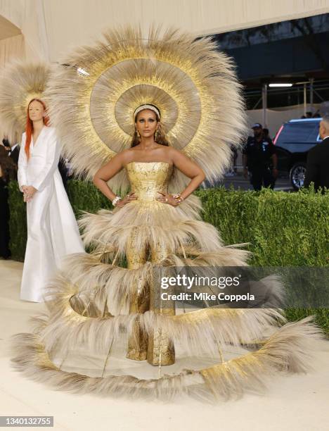 Iman and designer Harris Reed attend The 2021 Met Gala Celebrating In America: A Lexicon Of Fashion at Metropolitan Museum of Art on September 13,...