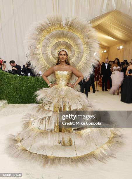 Iman attends The 2021 Met Gala Celebrating In America: A Lexicon Of Fashion at Metropolitan Museum of Art on September 13, 2021 in New York City.