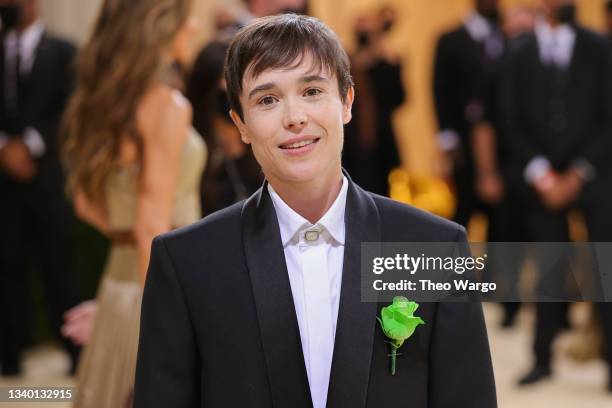 Elliot Page attends The 2021 Met Gala Celebrating In America: A Lexicon Of Fashion at Metropolitan Museum of Art on September 13, 2021 in New York...