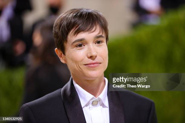 Elliot Page attends The 2021 Met Gala Celebrating In America: A Lexicon Of Fashion at Metropolitan Museum of Art on September 13, 2021 in New York...