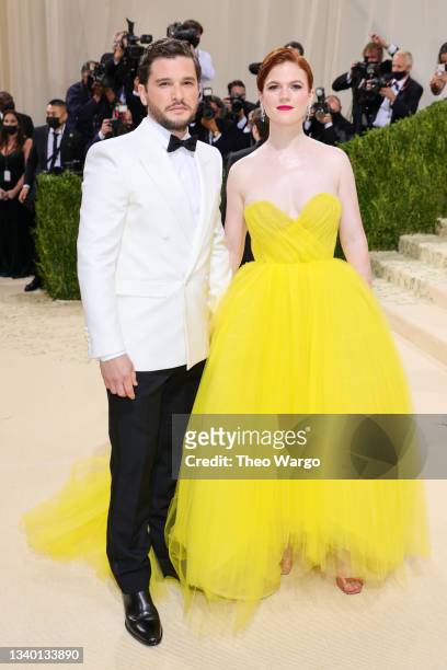 Kit Harington and Rose Leslie attend The 2021 Met Gala Celebrating In America: A Lexicon Of Fashion at Metropolitan Museum of Art on September 13,...