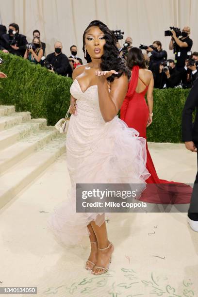 Megan Thee Stallion attends The 2021 Met Gala Celebrating In America: A Lexicon Of Fashion at Metropolitan Museum of Art on September 13, 2021 in New...