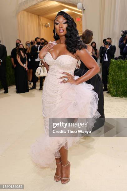 Megan Thee Stallion attends The 2021 Met Gala Celebrating In America: A Lexicon Of Fashion at Metropolitan Museum of Art on September 13, 2021 in New...