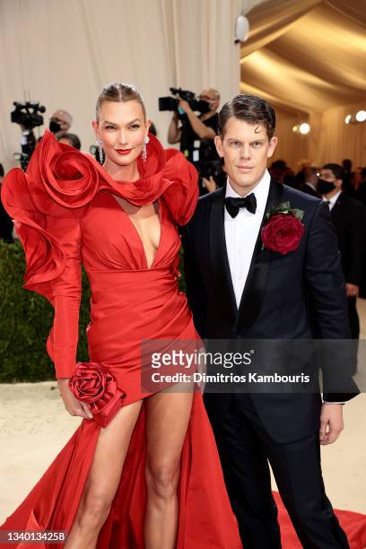 Karlie Kloss and designer Wes Gordon attends The 2021 Met Gala Celebrating In America: A Lexicon Of Fashion at Metropolitan Museum of Art on...
