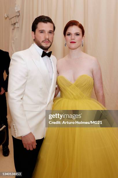 Kit Harington and Rose Leslie attend The 2021 Met Gala Celebrating In America: A Lexicon Of Fashion at Metropolitan Museum of Art on September 13,...