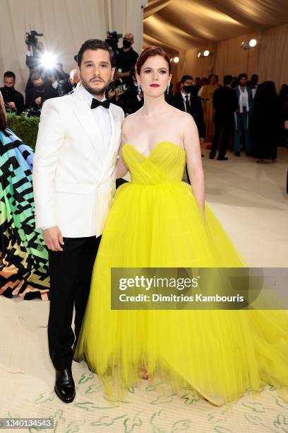 Kit Harington and Rose Leslie attend The 2021 Met Gala Celebrating In America: A Lexicon Of Fashion at Metropolitan Museum of Art on September 13,...