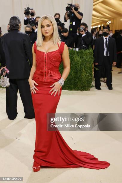 Addison Rae attends The 2021 Met Gala Celebrating In America: A Lexicon Of Fashion at Metropolitan Museum of Art on September 13, 2021 in New York...