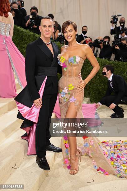 Jeremy Scott and Irina Shayk attend The 2021 Met Gala Celebrating In America: A Lexicon Of Fashion at Metropolitan Museum of Art on September 13,...