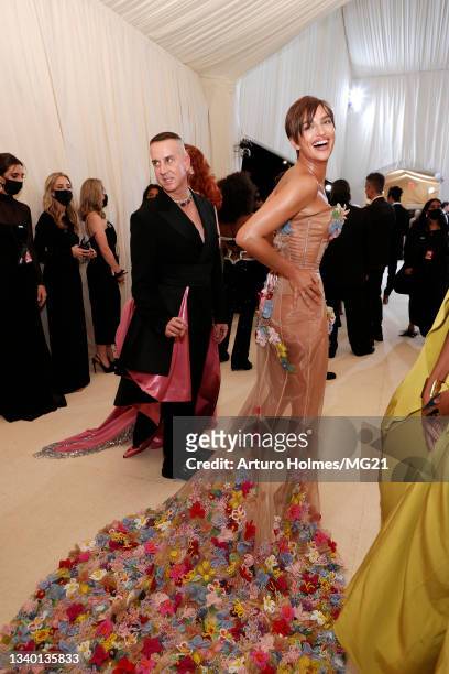 Jeremy Scott and Irina Shayk attend The 2021 Met Gala Celebrating In America: A Lexicon Of Fashion at Metropolitan Museum of Art on September 13,...