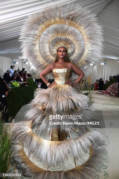 Iman attends the The 2021 Met Gala Celebrating In America: A Lexicon Of Fashion at Metropolitan Museum of Art on September 13, 2021 in New York City.