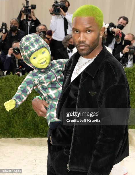 Frank Ocean attends The 2021 Met Gala Celebrating In America: A Lexicon Of Fashion at Metropolitan Museum of Art on September 13, 2021 in New York...