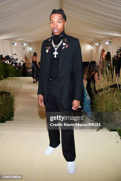 Lil Baby attends The 2021 Met Gala Celebrating In America: A Lexicon Of Fashion at Metropolitan Museum of Art on September 13, 2021 in New York City.