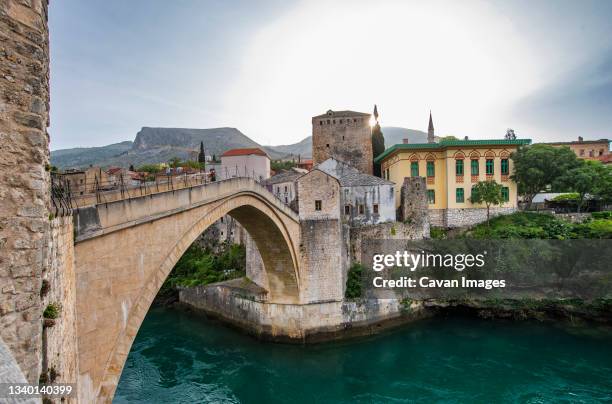 the iconic bridge stari most in mostar - mostar stock pictures, royalty-free photos & images