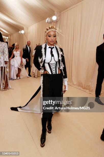 Amandla Stenberg attends The 2021 Met Gala Celebrating In America: A Lexicon Of Fashion at Metropolitan Museum of Art on September 13, 2021 in New...