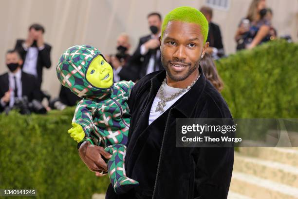 Frank Ocean attends The 2021 Met Gala Celebrating In America: A Lexicon Of Fashion at Metropolitan Museum of Art on September 13, 2021 in New York...