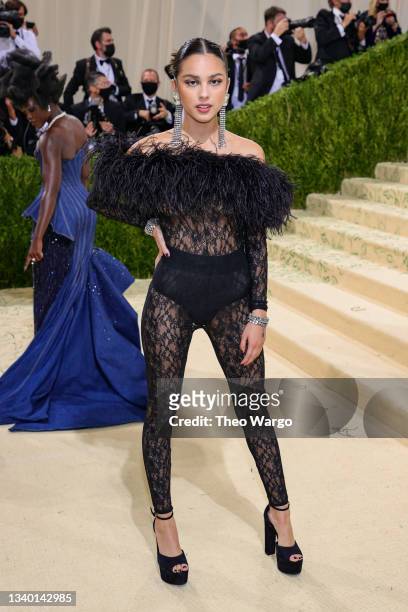 Olivia Rodrigo attends The 2021 Met Gala Celebrating In America: A Lexicon Of Fashion at Metropolitan Museum of Art on September 13, 2021 in New York...