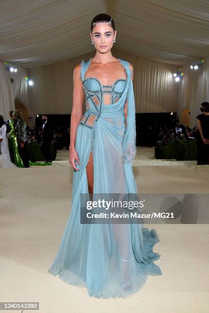 Taylor Hill attends The 2021 Met Gala Celebrating In America: A Lexicon Of Fashion at Metropolitan Museum of Art on September 13, 2021 in New York...