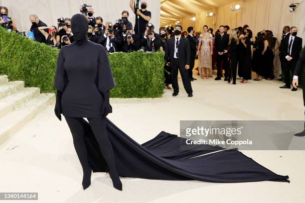 Kim Kardashian attends The 2021 Met Gala Celebrating In America: A Lexicon Of Fashion at Metropolitan Museum of Art on September 13, 2021 in New York...