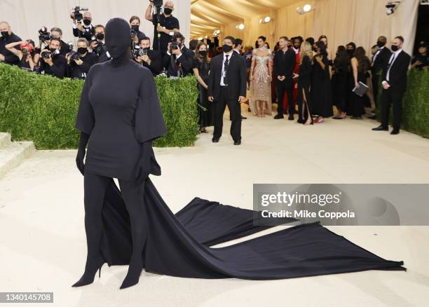Kim Kardashian attends The 2021 Met Gala Celebrating In America: A Lexicon Of Fashion at Metropolitan Museum of Art on September 13, 2021 in New York...