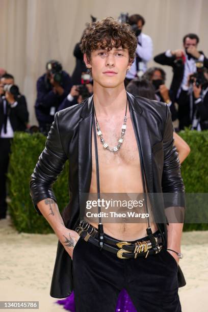 Shawn Mendes attends The 2021 Met Gala Celebrating In America: A Lexicon Of Fashion at Metropolitan Museum of Art on September 13, 2021 in New York...