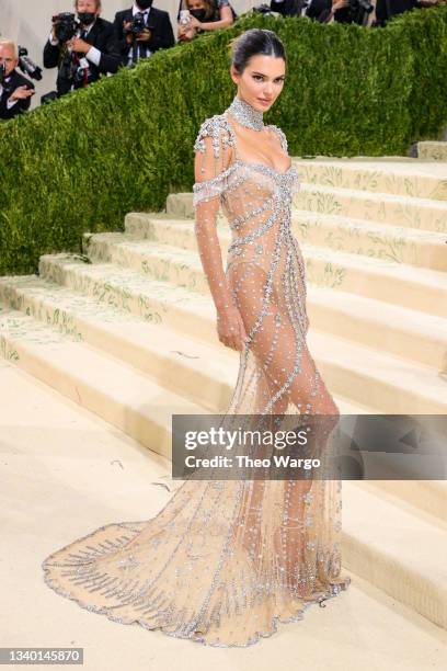 Kendall Jenner attends The 2021 Met Gala Celebrating In America: A Lexicon Of Fashion at Metropolitan Museum of Art on September 13, 2021 in New York...