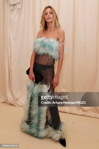 Anja Rubik attends The 2021 Met Gala Celebrating In America: A Lexicon Of Fashion at Metropolitan Museum of Art on September 13, 2021 in New York...