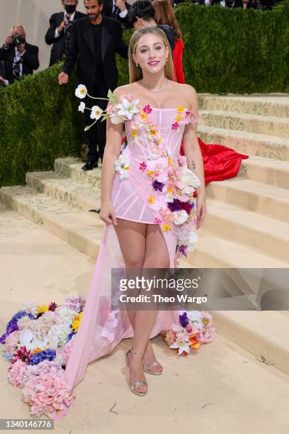 Lili Reinhart attends The 2021 Met Gala Celebrating In America: A Lexicon Of Fashion at Metropolitan Museum of Art on September 13, 2021 in New York...