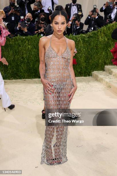 Zoë Kravitz attends The 2021 Met Gala Celebrating In America: A Lexicon Of Fashion at Metropolitan Museum of Art on September 13, 2021 in New York...