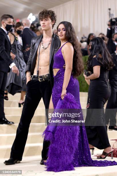 Shawn Mendes and Camila Cabello attend The 2021 Met Gala Celebrating In America: A Lexicon Of Fashion at Metropolitan Museum of Art on September 13,...