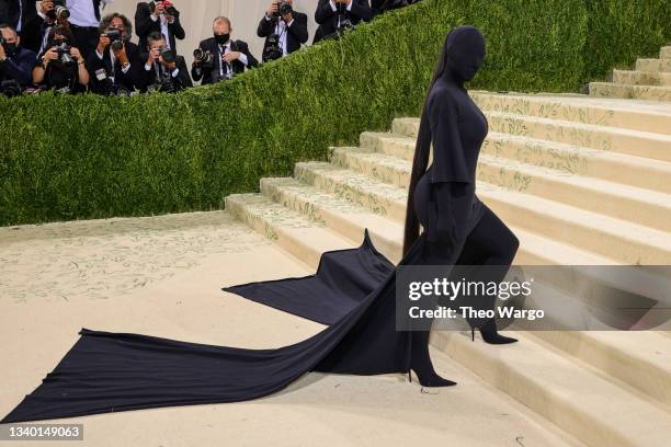 Kim Kardashian attends The 2021 Met Gala Celebrating In America: A Lexicon Of Fashion at Metropolitan Museum of Art on September 13, 2021 in New York...