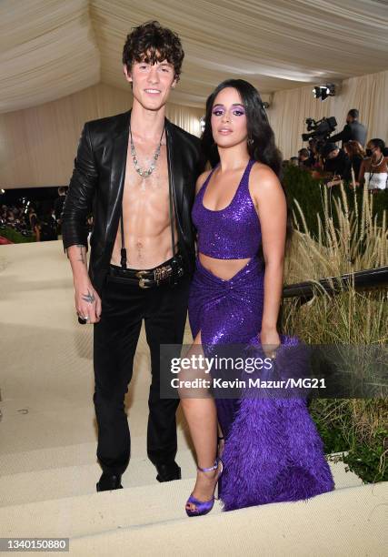 Shawn Mendes and Camila Cabello attend The 2021 Met Gala Celebrating In America: A Lexicon Of Fashion at Metropolitan Museum of Art on September 13,...