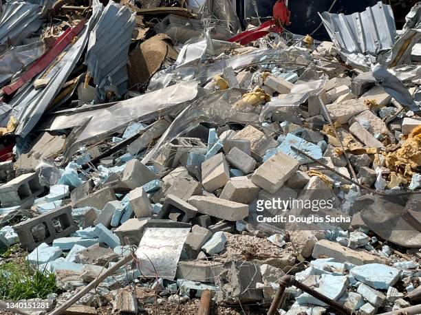 debris and rubble from a building collapse - rubble explosion stock pictures, royalty-free photos & images