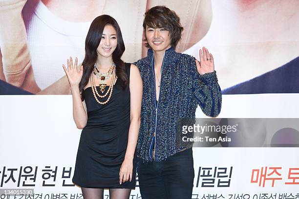 Kim Sa-Rang and Yoon Sang-Hyun attend the SBS Drama "Secret Garden" Press Conference at SBS Building on November 10, 2010 in Seoul, South Korea.