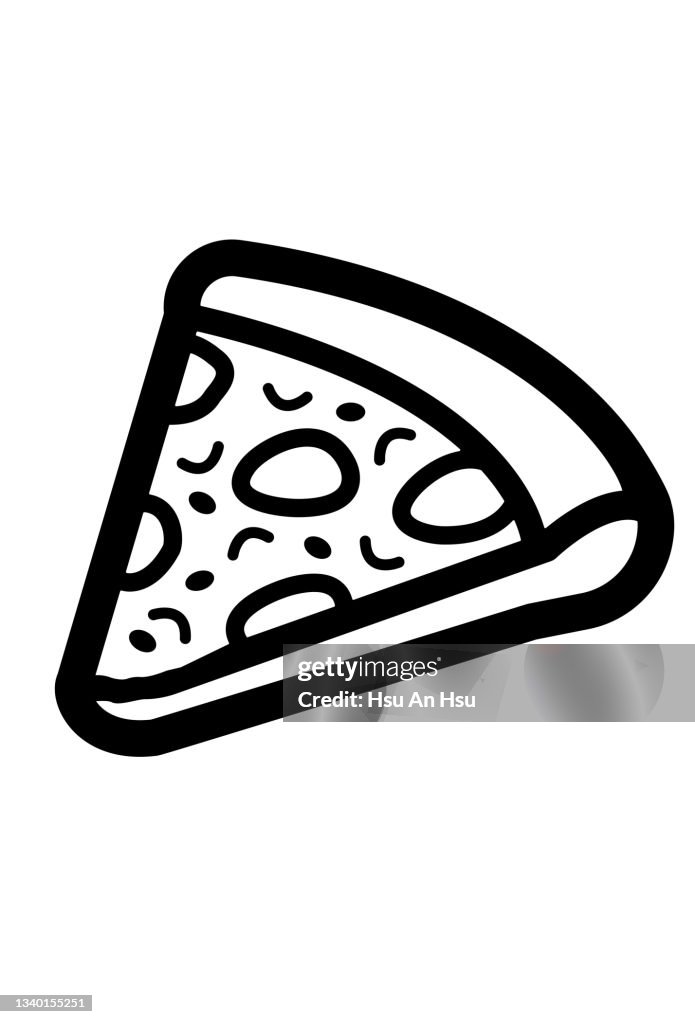 Pizza Slice icon vector illustration in monochrome color.