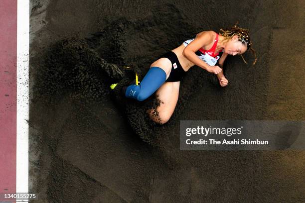 Maya Nakanishi of Team Japan competes in the Athletics Women's Long Jump - T64 Final on day 4 of the Tokyo 2020 Paralympic Games at Olympic Stadium...