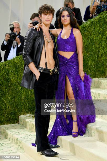 Shawn Mendes and Camila Cabello attend The 2021 Met Gala Celebrating In America: A Lexicon Of Fashion at Metropolitan Museum of Art on September 13,...