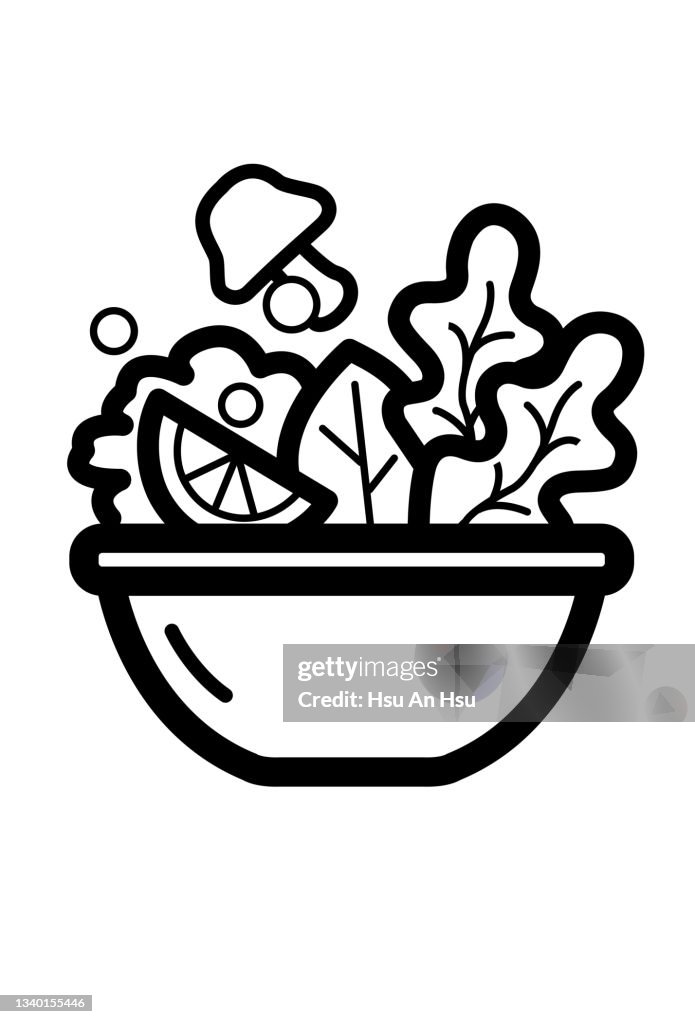 Salad icon vector illustration in monochrome color.