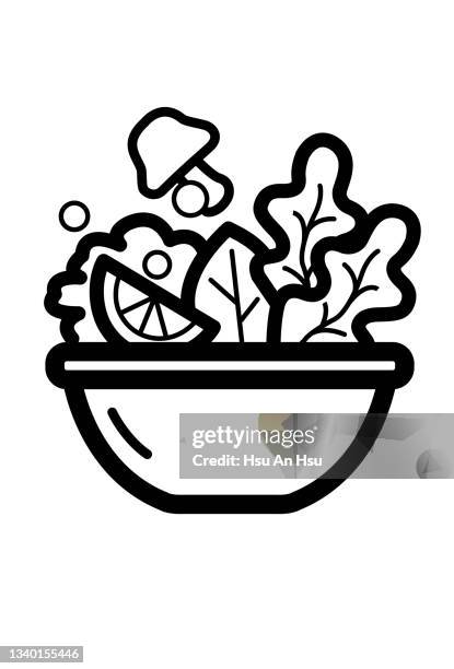 salad icon vector illustration in monochrome color. - food processing plant stock illustrations