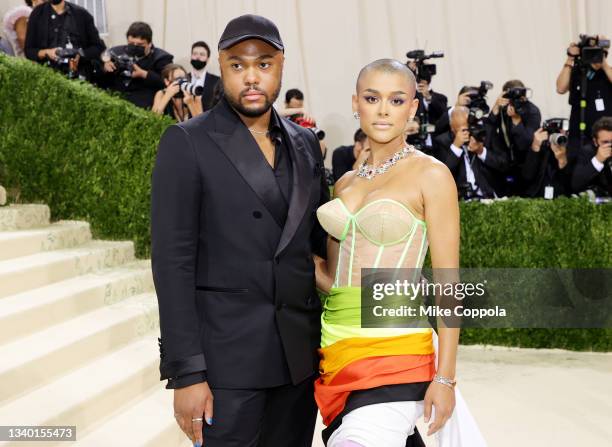 Christopher John Rogers and Jordan Alexander attend The 2021 Met Gala Celebrating In America: A Lexicon Of Fashion at Metropolitan Museum of Art on...