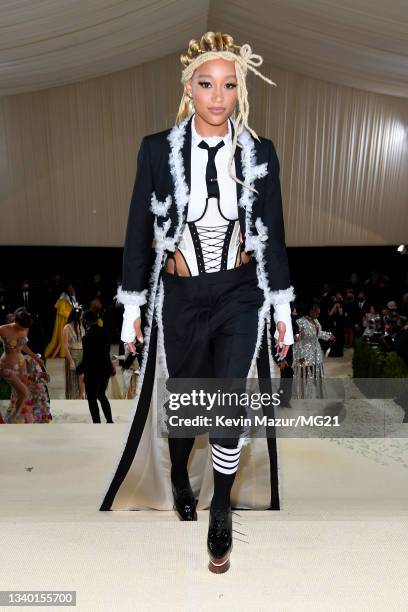 Amandla Stenberg attends The 2021 Met Gala Celebrating In America: A Lexicon Of Fashion at Metropolitan Museum of Art on September 13, 2021 in New...