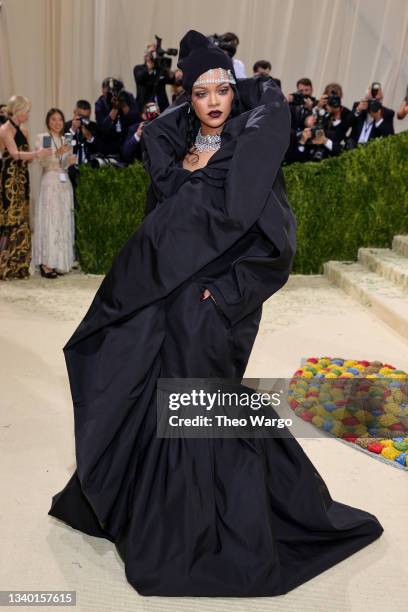 Rihanna attends The 2021 Met Gala Celebrating In America: A Lexicon Of Fashion at Metropolitan Museum of Art on September 13, 2021 in New York City.