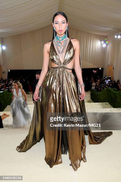 Quannah Chasinghorse attends The 2021 Met Gala Celebrating In America: A Lexicon Of Fashion at Metropolitan Museum of Art on September 13, 2021 in...
