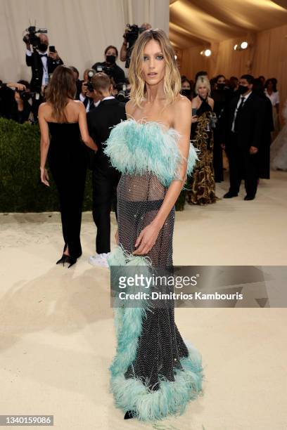 Anja Rubik attends The 2021 Met Gala Celebrating In America: A Lexicon Of Fashion at Metropolitan Museum of Art on September 13, 2021 in New York...