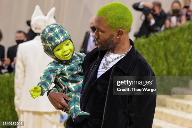 Frank Ocean attends The 2021 Met Gala Celebrating In America: A Lexicon Of Fashion at Metropolitan Museum of Art on September 13, 2021 in New York...