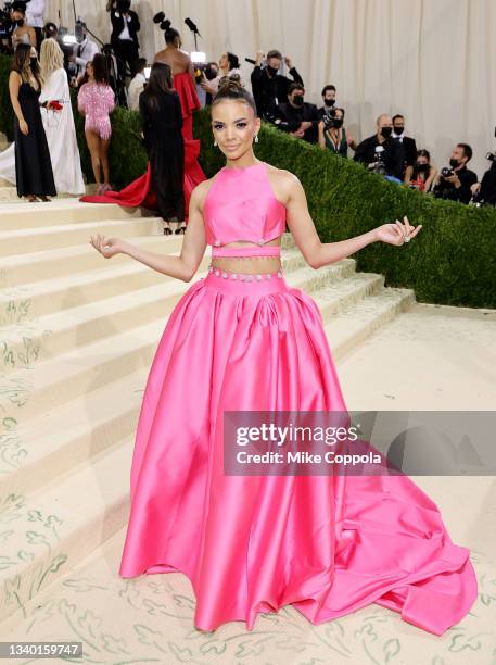 Singer Leslie Grace attends The 2021 Met Gala Celebrating In America: A Lexicon Of Fashion at Metropolitan Museum of Art on September 13, 2021 in New...